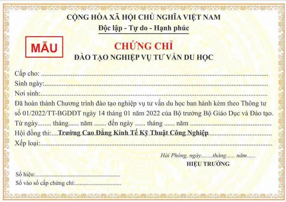 Chứng chỉ nghiệp vụ tư vấn du học