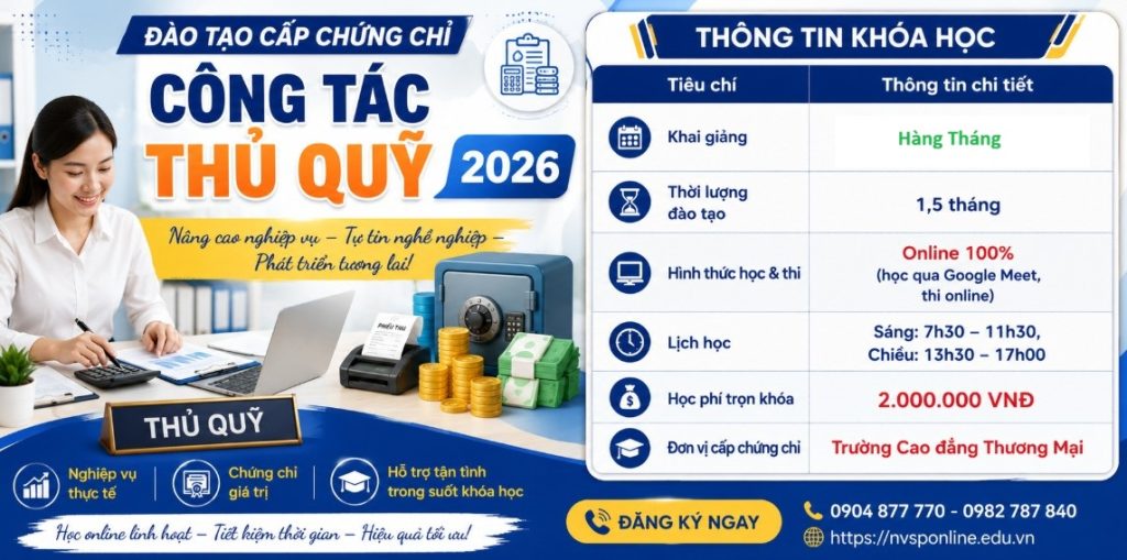 Chứng Chỉ Công Tác Thủ Quỹ 2026