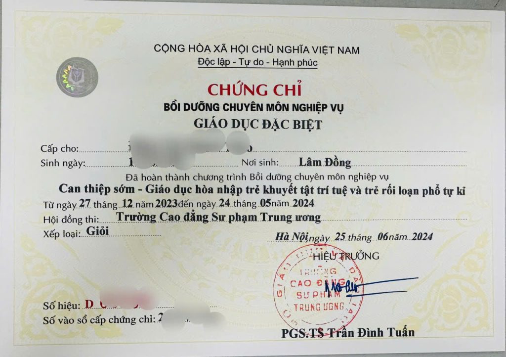 Chứng Chỉ Giáo Dục Đặc Biệt 2026