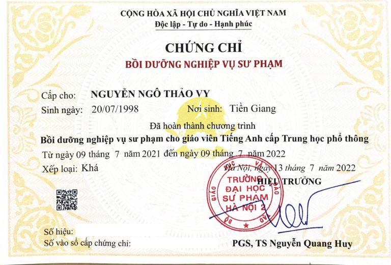 Nghiệp vụ sư phạm tiếng anh thpt