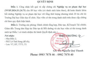 Danh sách cấp chứng chỉ