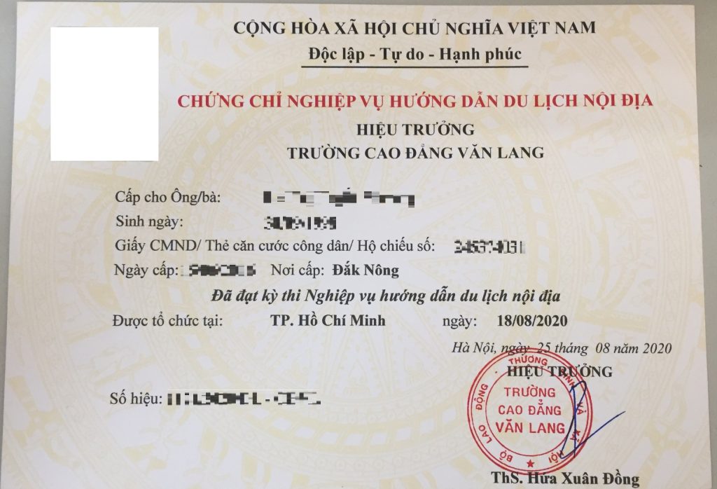 Chứng chỉ hướng dẫn du lịch