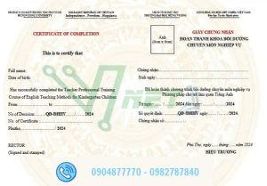 chứng chỉ Phương pháp cho trẻ làm quen với tiếng Anh