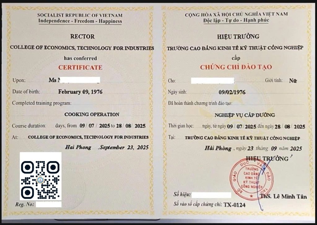 Chứng chỉ cấp dưỡng