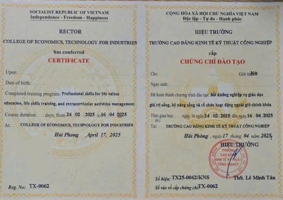 Chứng chỉ kỹ năng sống