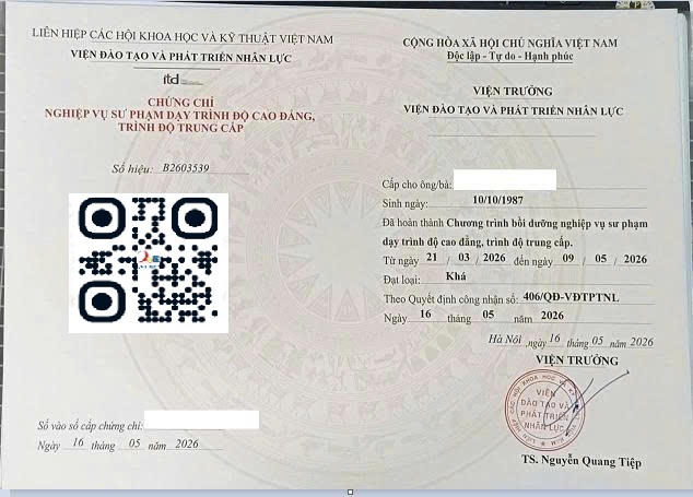 Chứng chỉ Chuẩn chức danh Thư viện