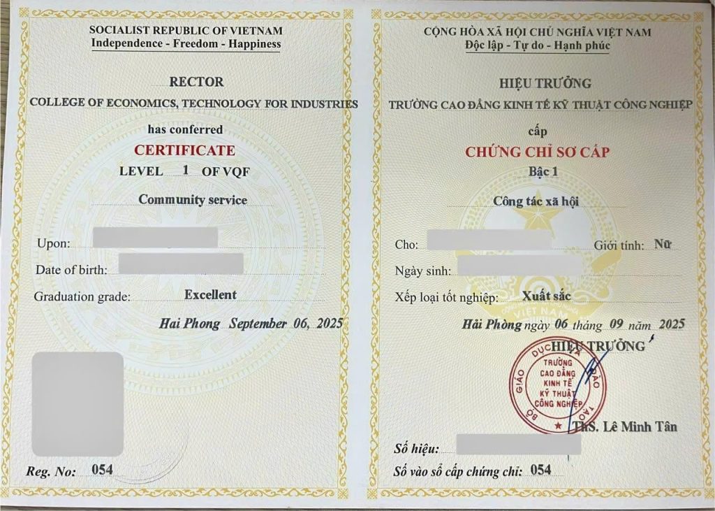 Chứng chỉ sơ cấp công tác xã hội