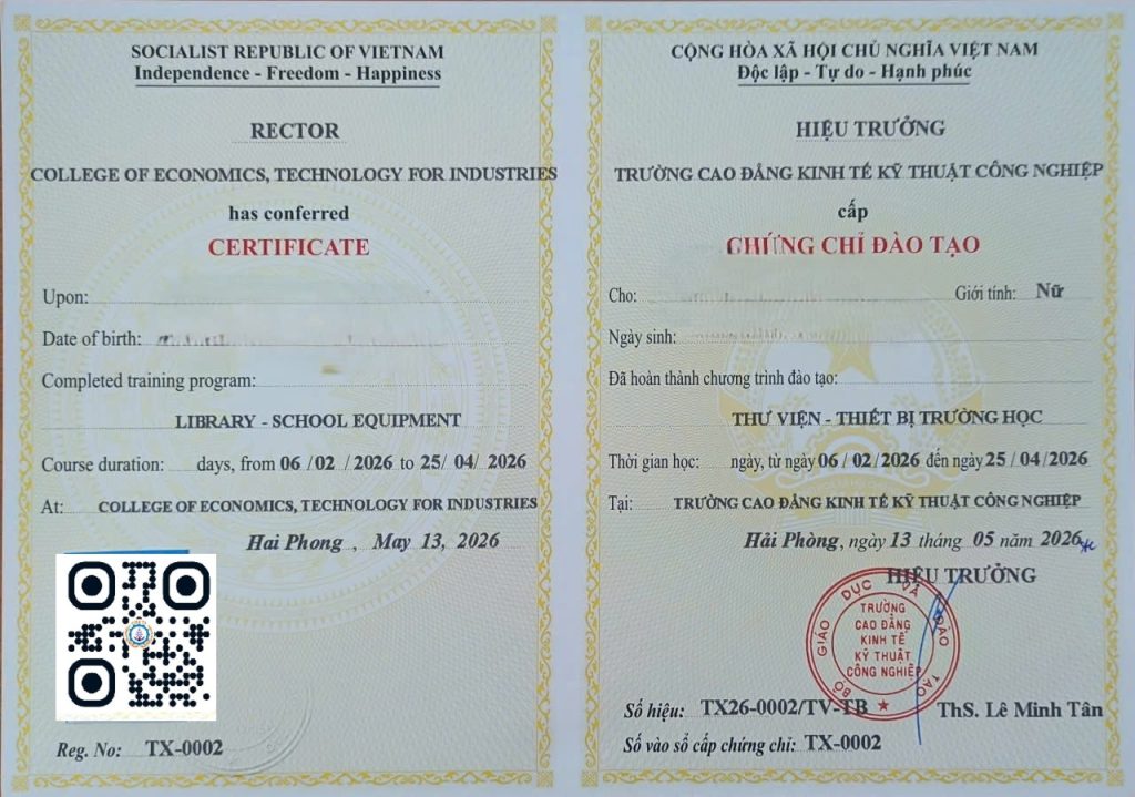 Chứng chỉ Thiết bị - thư viện